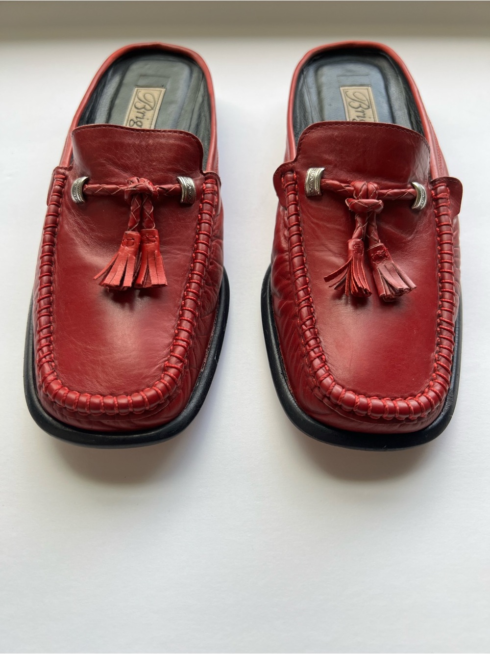 Brighton women’s Red Leather Tassel Bit Mules - Picture 5 of 7
